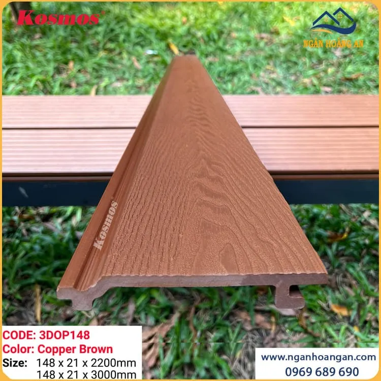 Ốp Vách Gỗ Nhựa Ngoài Trời Kosmos 3DOP148X3M Copper Brown
